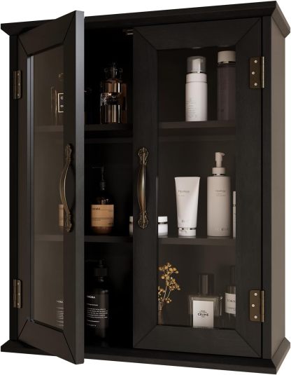 Bathroom Wall Cabinet with Adjustable Shelves Over The Toilet, Rustic Cabinet Wall Mounted
