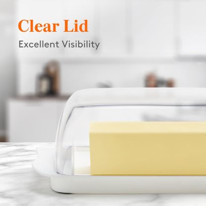 Butter Dish with Lid for Countertop, Extra Large Plastic Butter Holder Container with Handles&Markings in Kitchen Organization