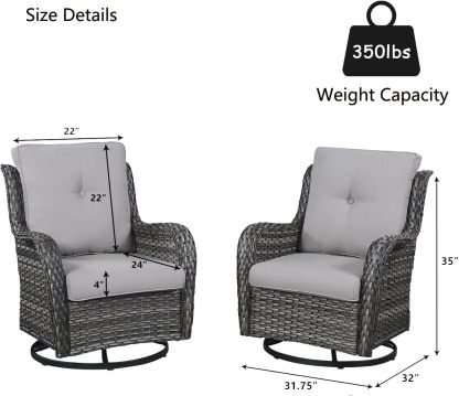 Patio Furniture with Fire Pit 6-Piece Wicker Outdoor Sectional Couch with Swivel Rocking Chairs, Propane Fire Pit Conversation Set