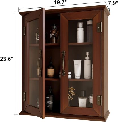 Wood Medicine Cabinet with Acrylic Doors, Bathroom Wall Cabinet with Adjustable Shelves Over The Toilet