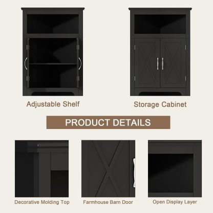 Corner Storage Cabinet, Small Corner Cabinet with Barn Door Design and Adjustable Shelf