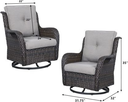 Outdoor Patio Furniture with Fire Pit Table Outdoor Conversation Set PE Wicker Patio Couch Swivel Glider Chairs