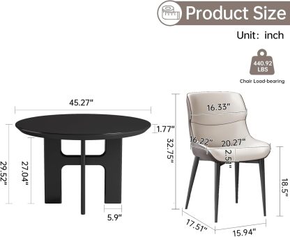 Round Dining Table Set for 4, Black Dining Room Table with 4 Chairs, Comfy Ergonomic Dining Chairs