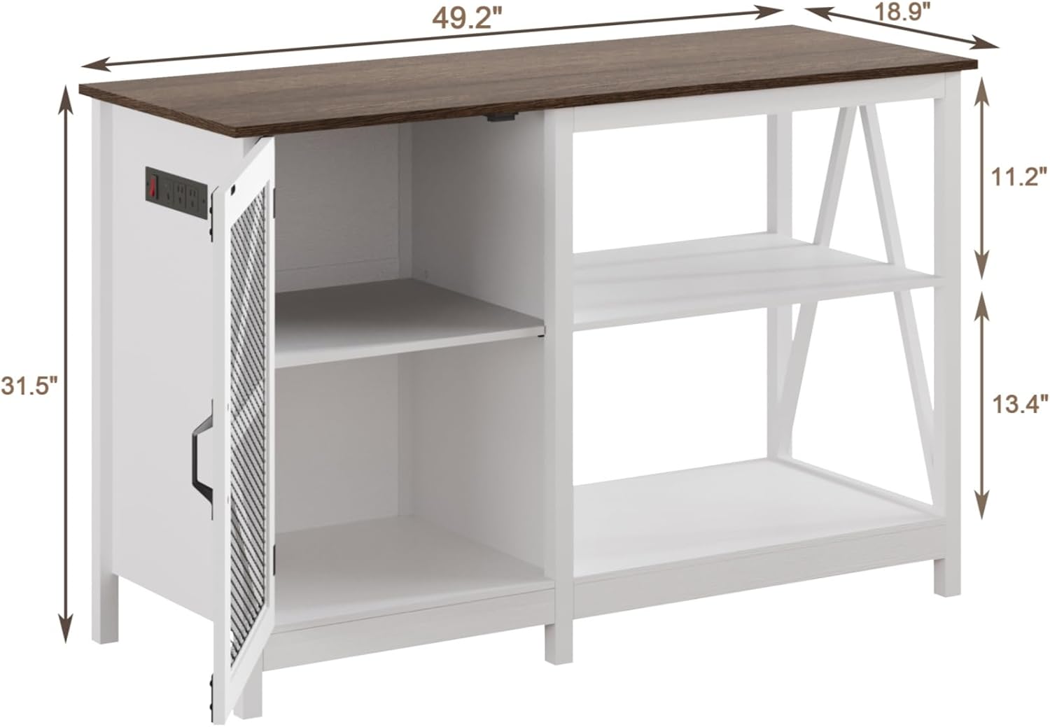 55-75 Gallon Fish Tank Stand with Power Outlets, Farmhouse Aquarium Stand with Cabinet Storage