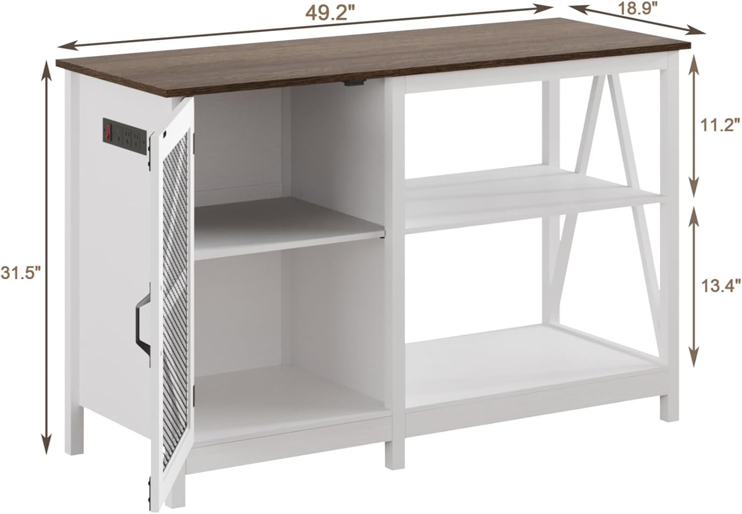 55-75 Gallon Fish Tank Stand with Power Outlets, Farmhouse Aquarium Stand with Cabinet Storage