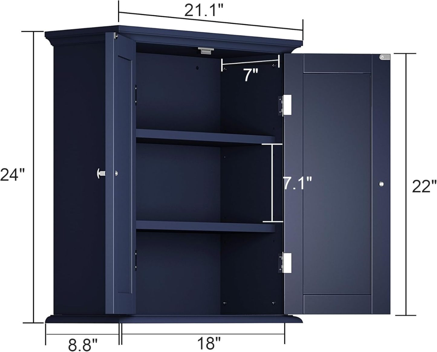 Bathroom Wall Cabinet, Over The Toilet Space Saver Storage Cabinet, Medicine Cabinet with 2 Door and Adjustable Shelves