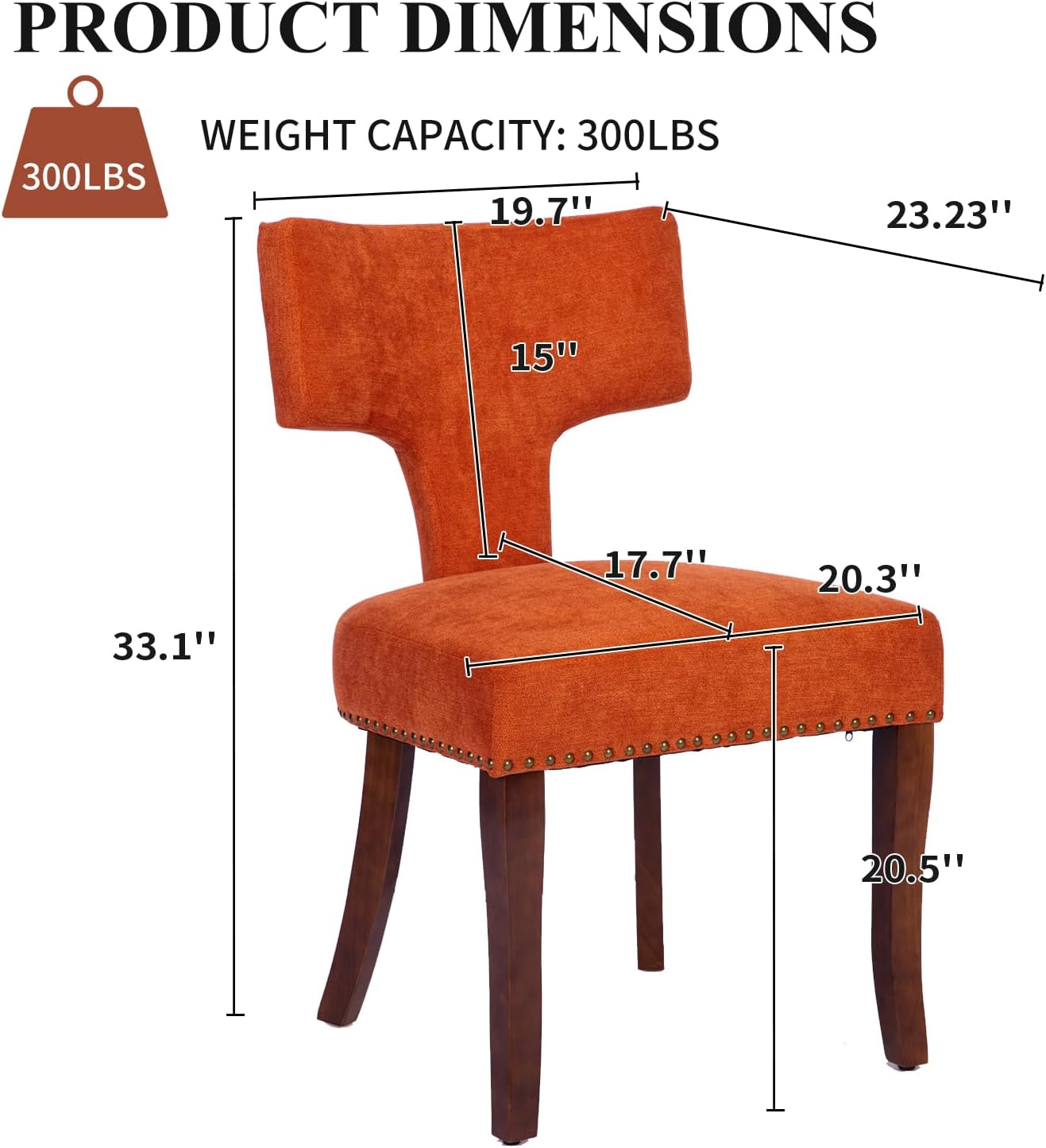 Mid Century Dining Chairs Set of 2, Linen Upholstered Side Chairs with Nailhead Trim, Leisure Accent Chairs