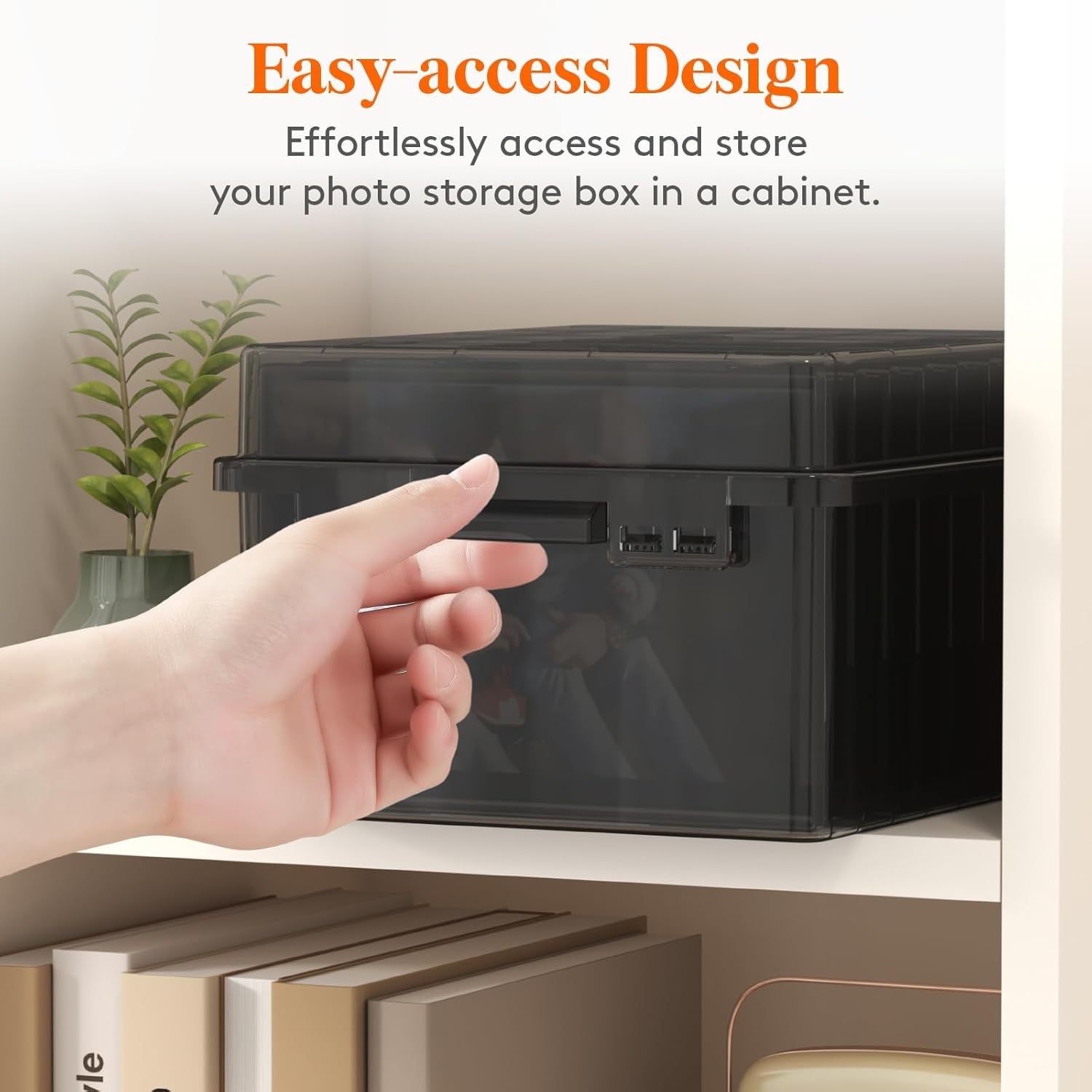 Photo Storage Box 5x7 Photo Case, Each for 9 Inner Keeper, Black Photo Organizer for Seeds Cards Pictures Office Supplies with 1 Sheets Label Sticker, 1 Pack