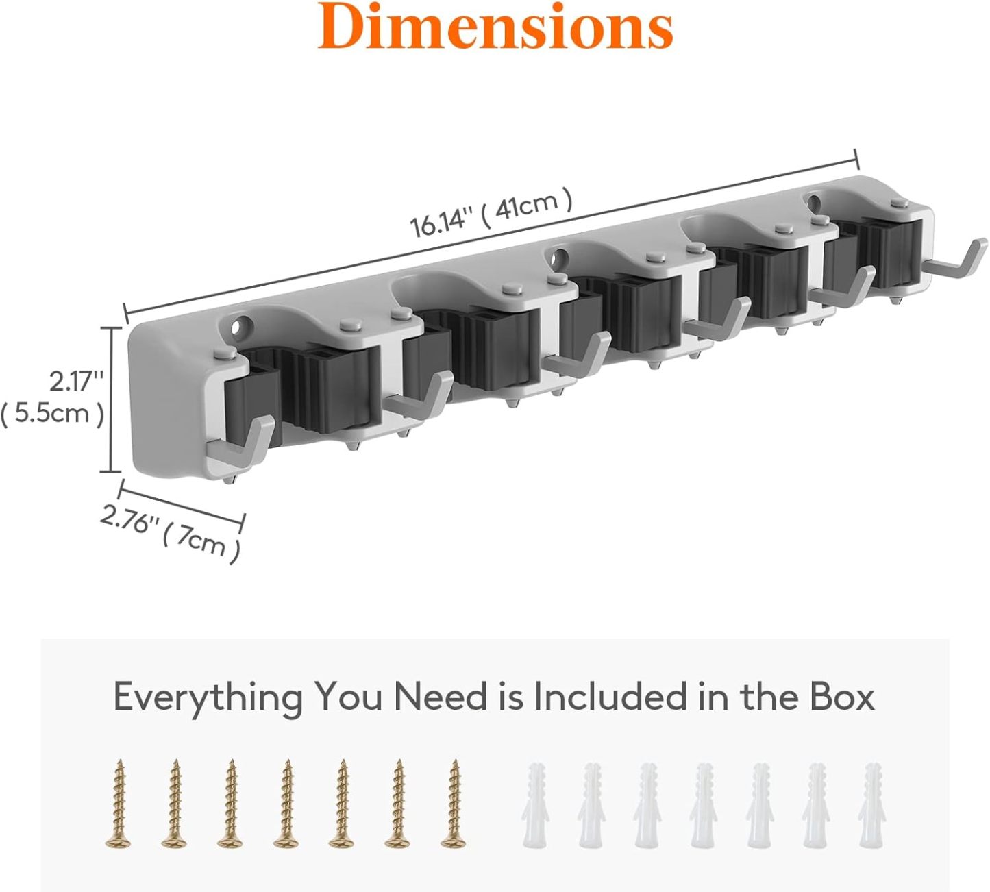 Mop and Broom Holder Wall Mount, Anti-Slip Broom Hanger for Kitchen Organization, Heavy Duty Cleaning Supplies Organizer