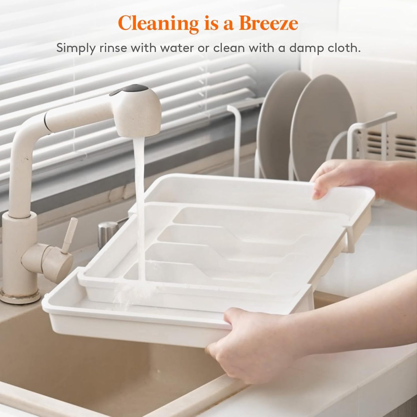 Silverware Drawer Organizer, Expandable BPA Free Utensil Tray for Kitchen, Adjustable Flatware and Cutlery Holder