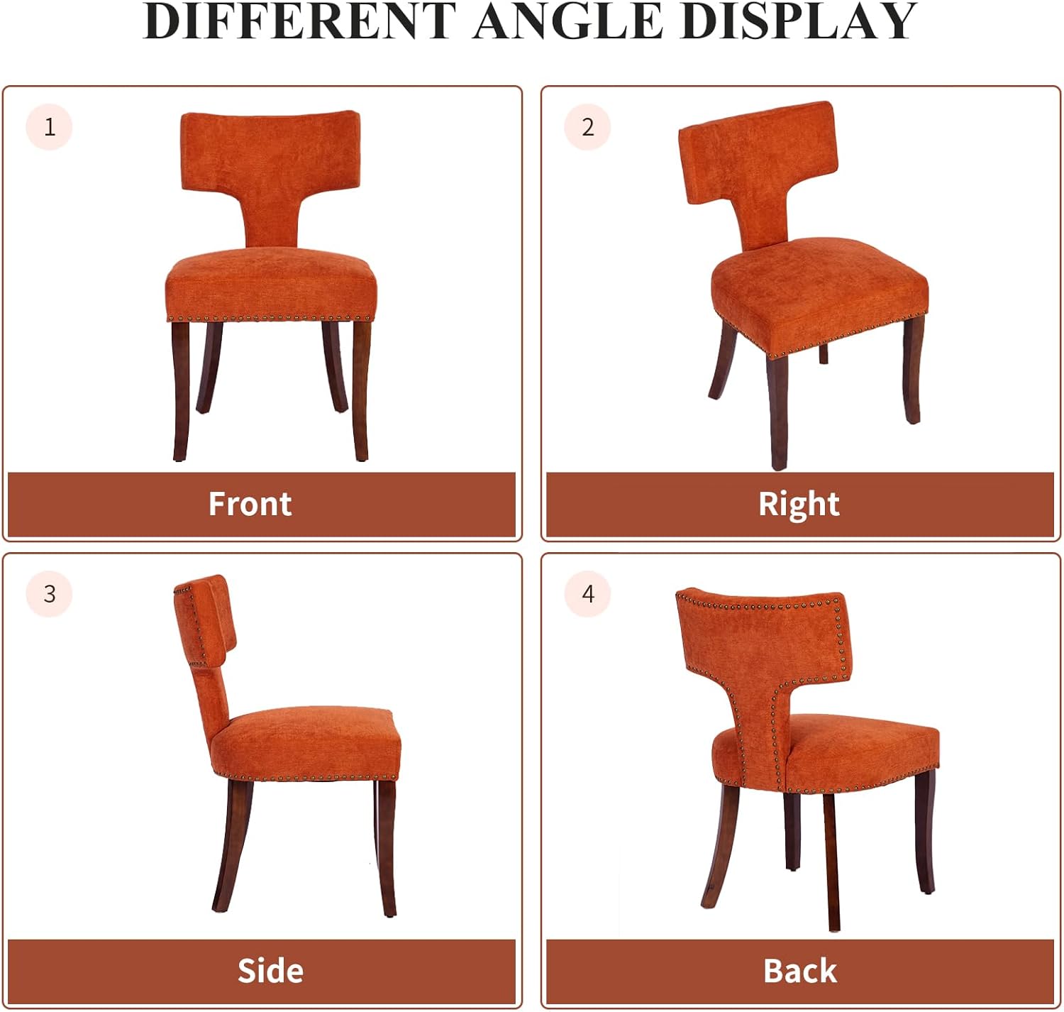 Mid Century Dining Chairs Set of 2, Linen Upholstered Side Chairs with Nailhead Trim, Leisure Accent Chairs