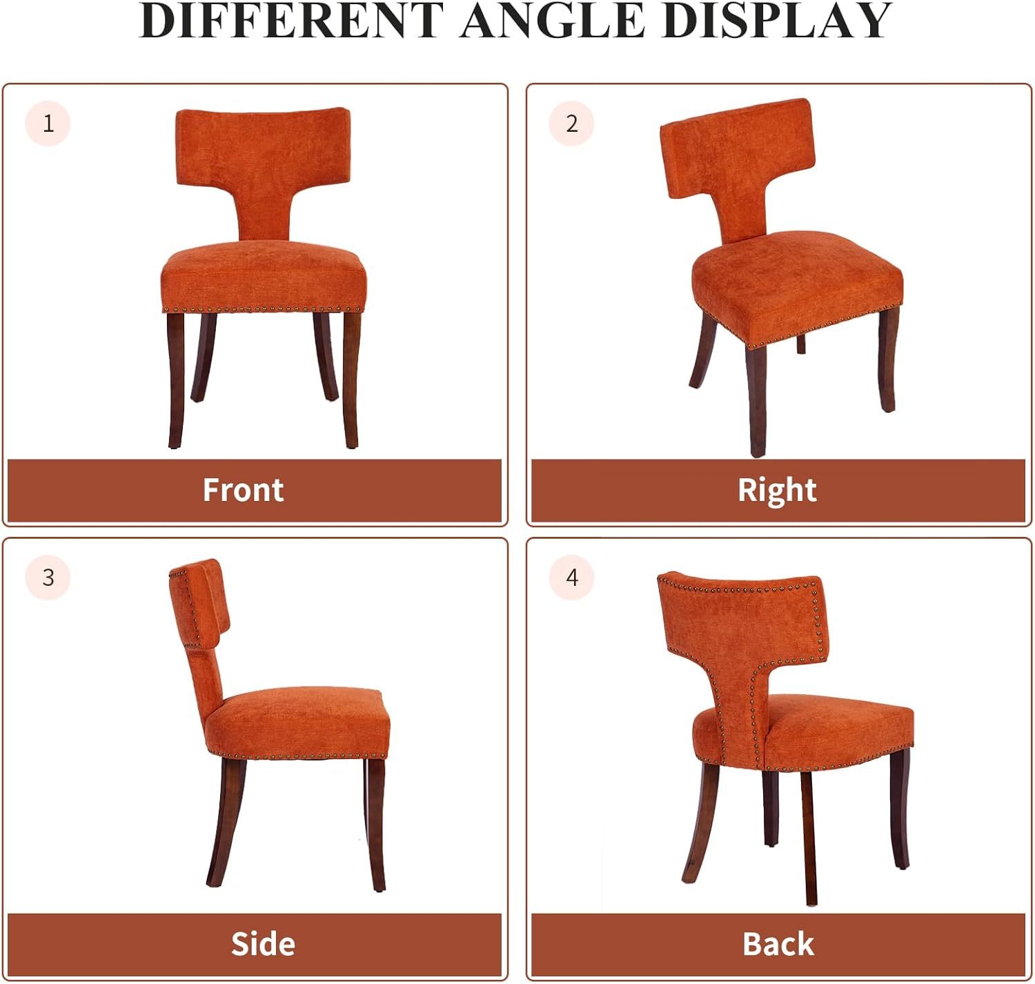 Mid Century Dining Chairs Set of 2, Linen Upholstered Side Chairs with Nailhead Trim, Leisure Accent Chairs