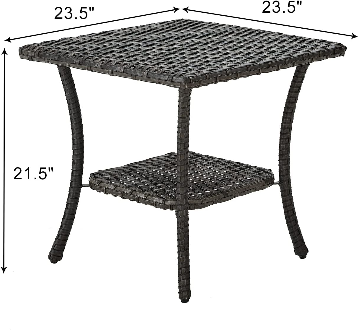 Wicker Patio Coffee Table,Rattan Outdoor Coffee Table with 2-Layer Storage Furniture Tables for Garden,Porch,Backyard