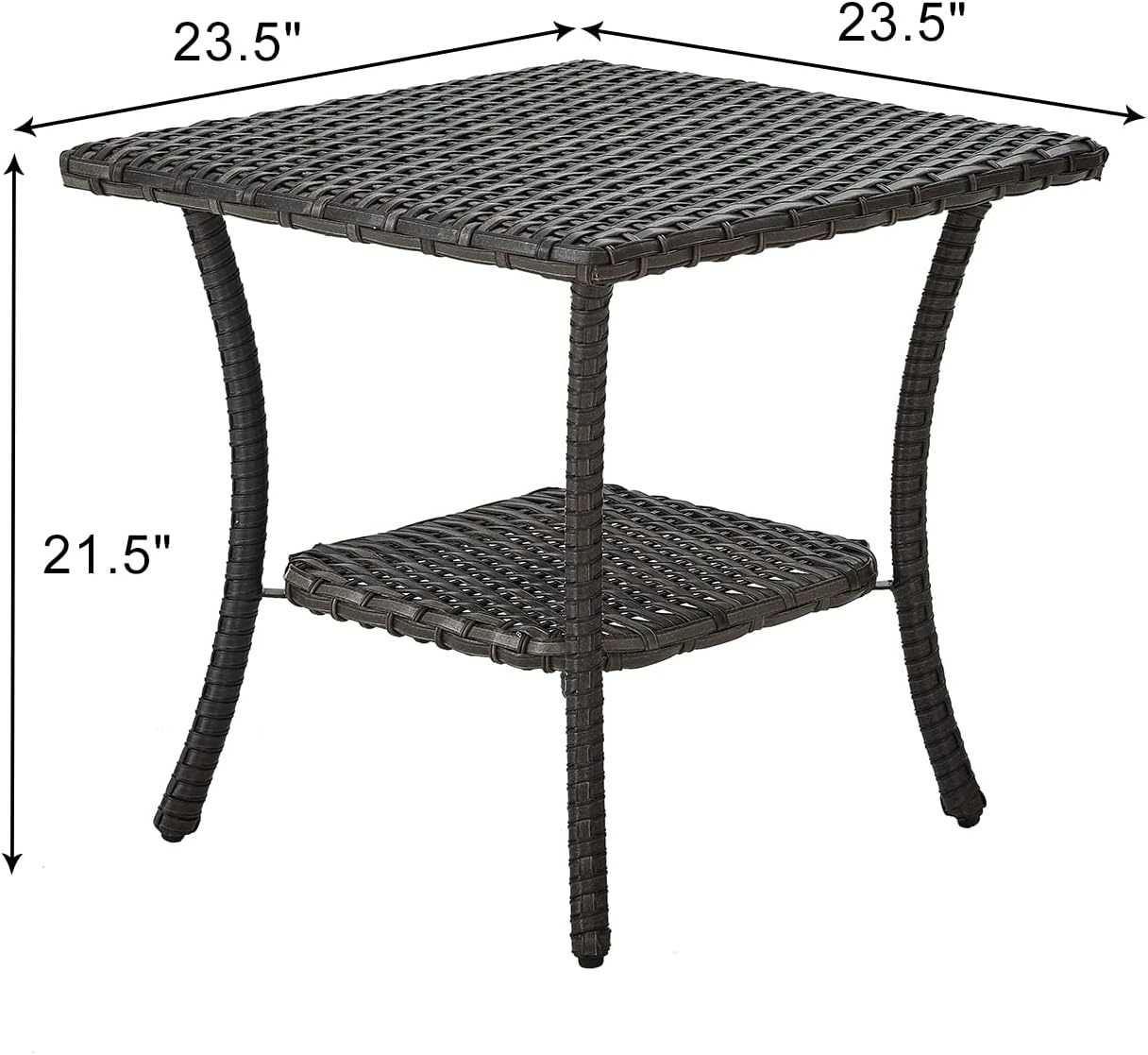 Wicker Patio Coffee Table,Rattan Outdoor Coffee Table with 2-Layer Storage Furniture Tables for Garden,Porch,Backyard