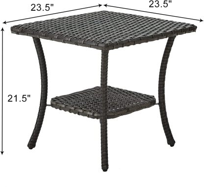 Wicker Patio Coffee Table,Rattan Outdoor Coffee Table with 2-Layer Storage Furniture Tables for Garden,Porch,Backyard