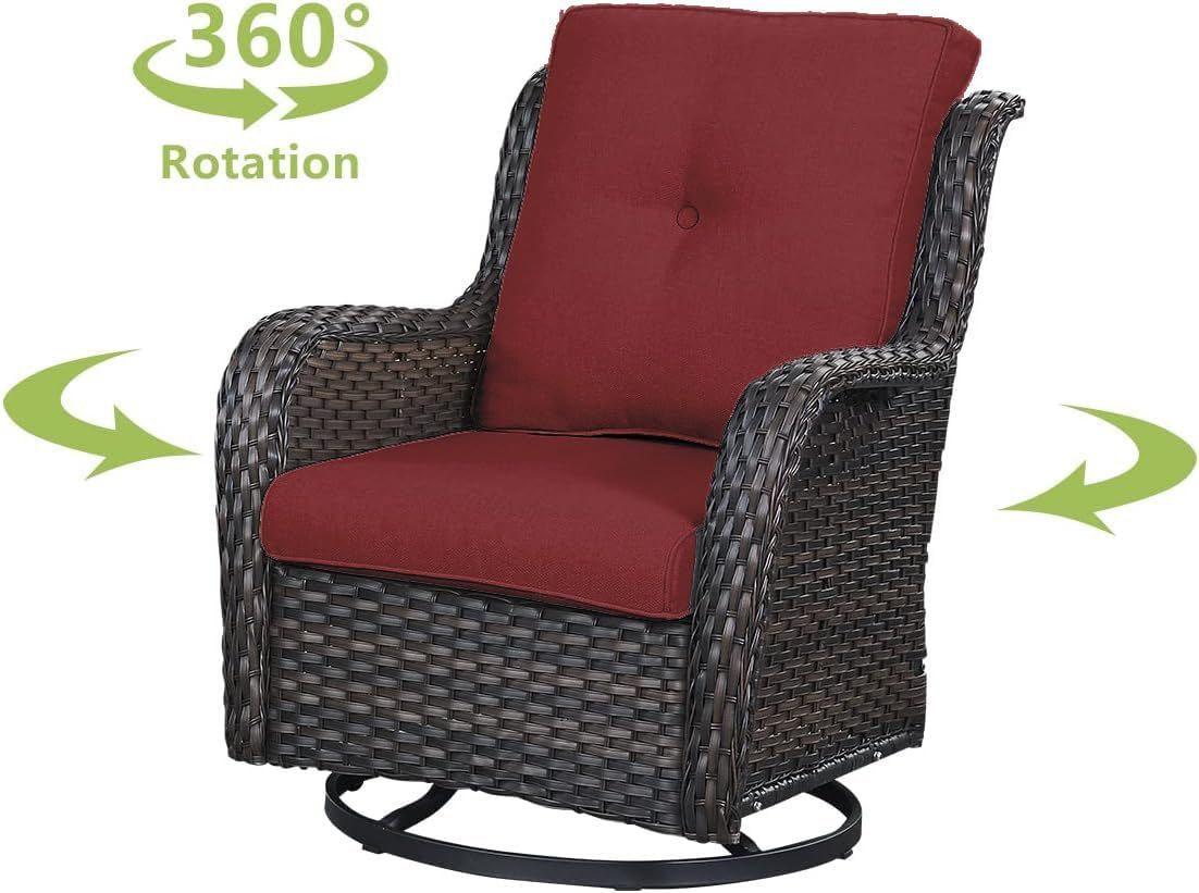 Outdoor Swivel Rocker Wicker Patio Chairs Set of 2