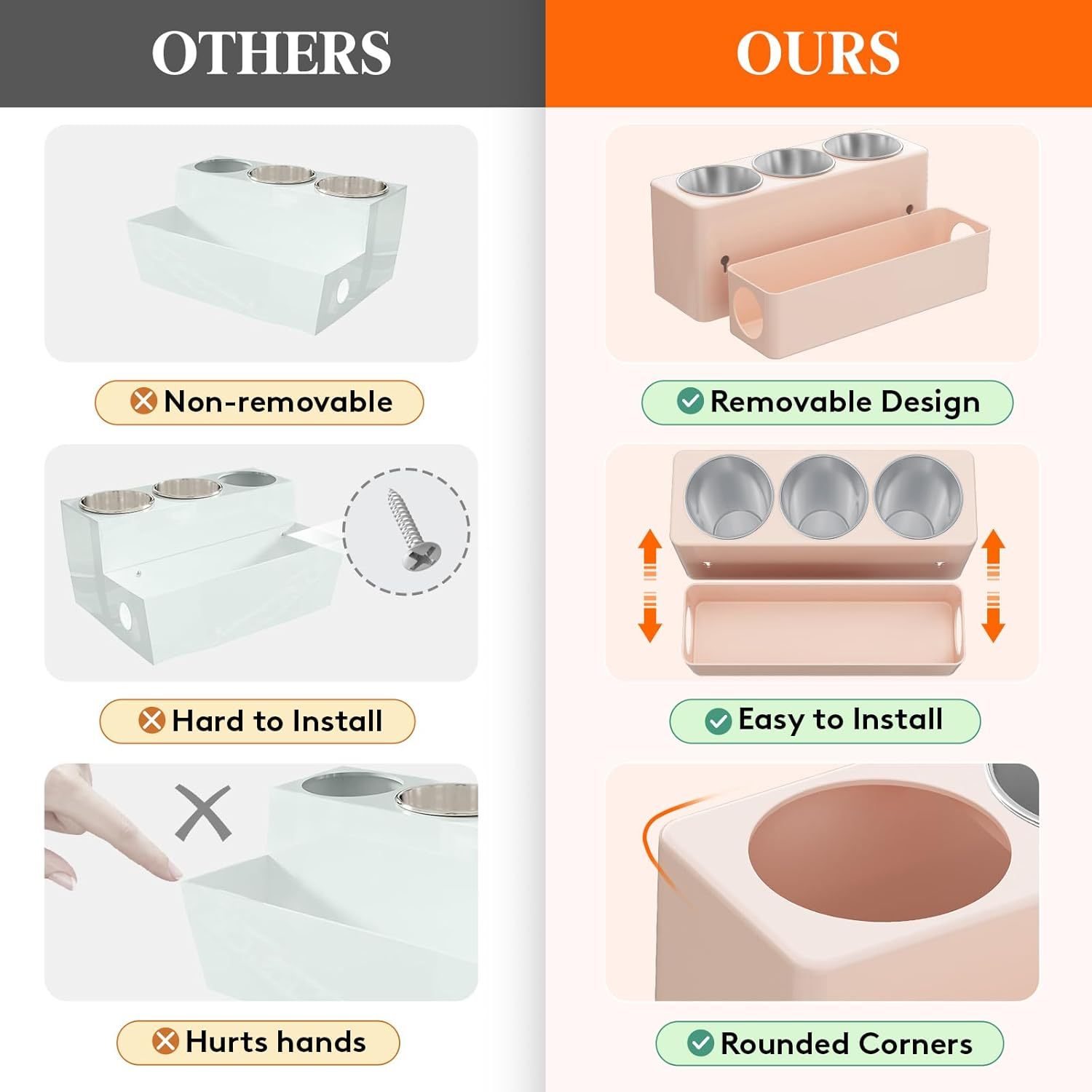 Hair Tool Organizer, Hair Blow Dryer Holder Countertop, Removable Acrylic Hair Brush Storage Stand