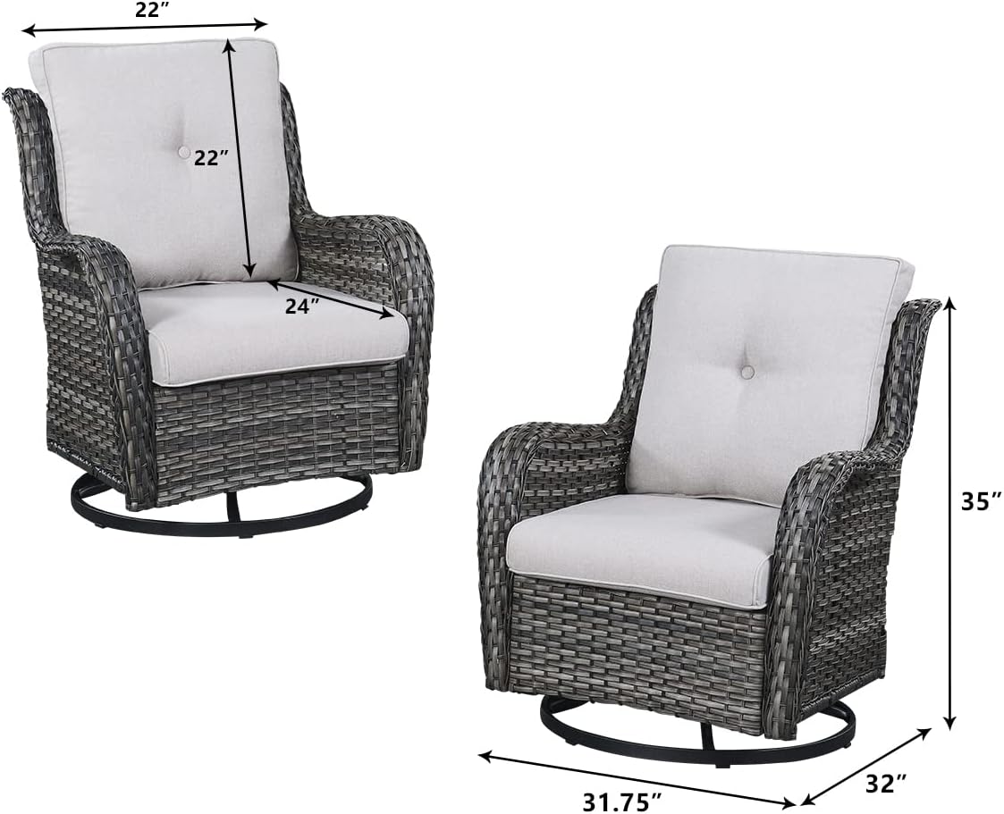 7pcs Patio Furniture Set Swivel Rocker Patio Chairs,PE Wicker Outdoor Sofa Set of 2 with Coffee Table and Ottomans