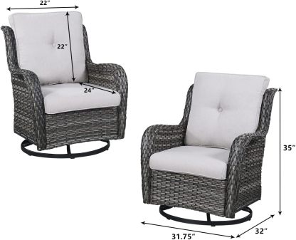 7pcs Patio Furniture Set Swivel Rocker Patio Chairs,PE Wicker Outdoor Sofa Set of 2 with Coffee Table and Ottomans