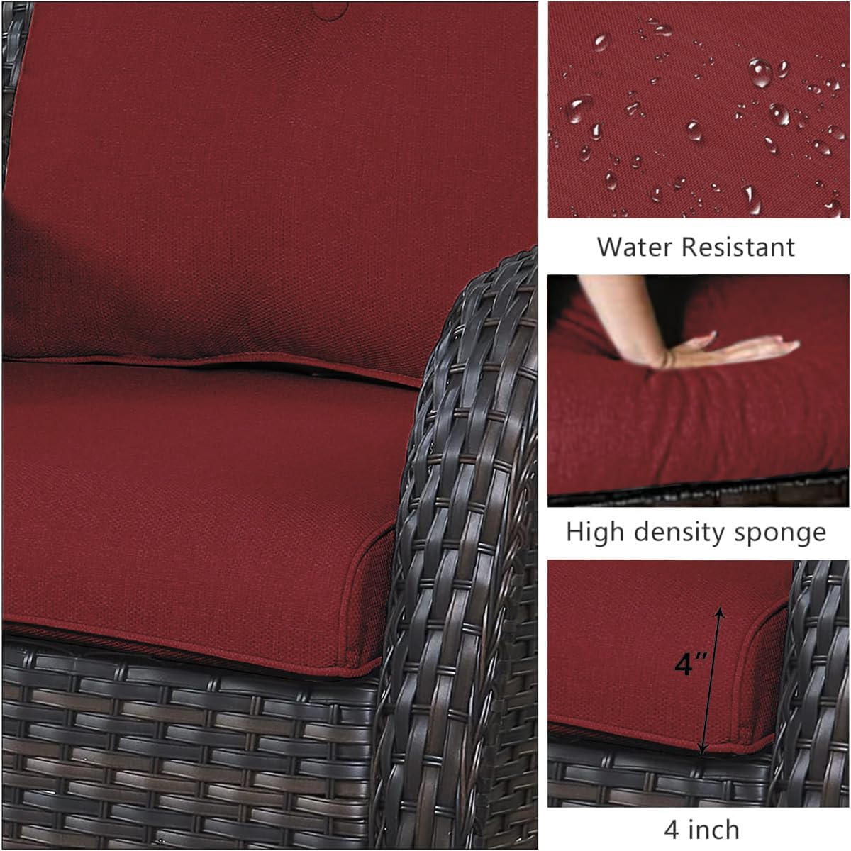 Outdoor Swivel Rocker Wicker Patio Chairs Set of 2