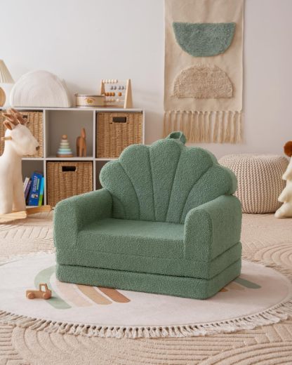 2-in-1 Soft Toddler Couch Fold Out, Toddler Chair Comfy, Convertible Sofa to Lounger