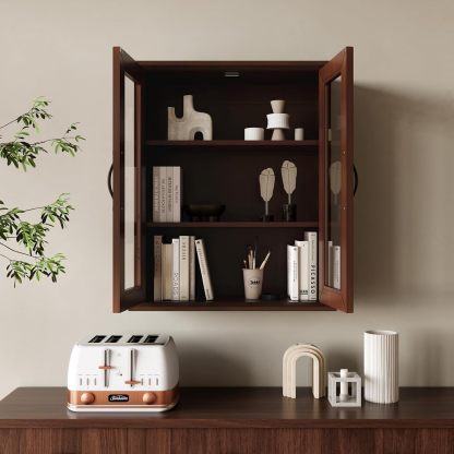 Wood Medicine Cabinet with Acrylic Doors, Bathroom Wall Cabinet with Adjustable Shelves Over The Toilet