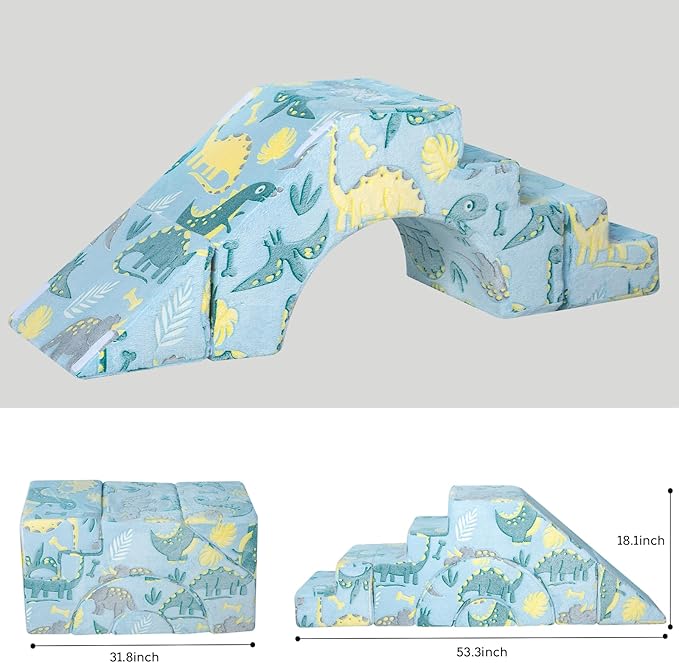 Foam Climbing Toddler Couch, Modular Kids Sofa with Slide & Stair, Convertible Baby Couch