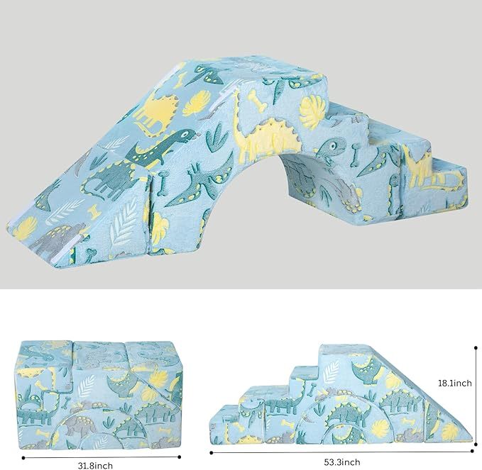 Foam Climbing Toddler Couch, Modular Kids Sofa with Slide & Stair, Convertible Baby Couch