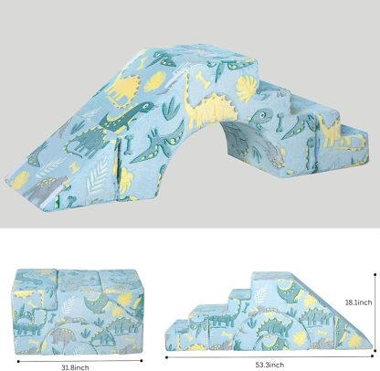 Foam Climbing Toddler Couch, Modular Kids Sofa with Slide & Stair, Convertible Baby Couch