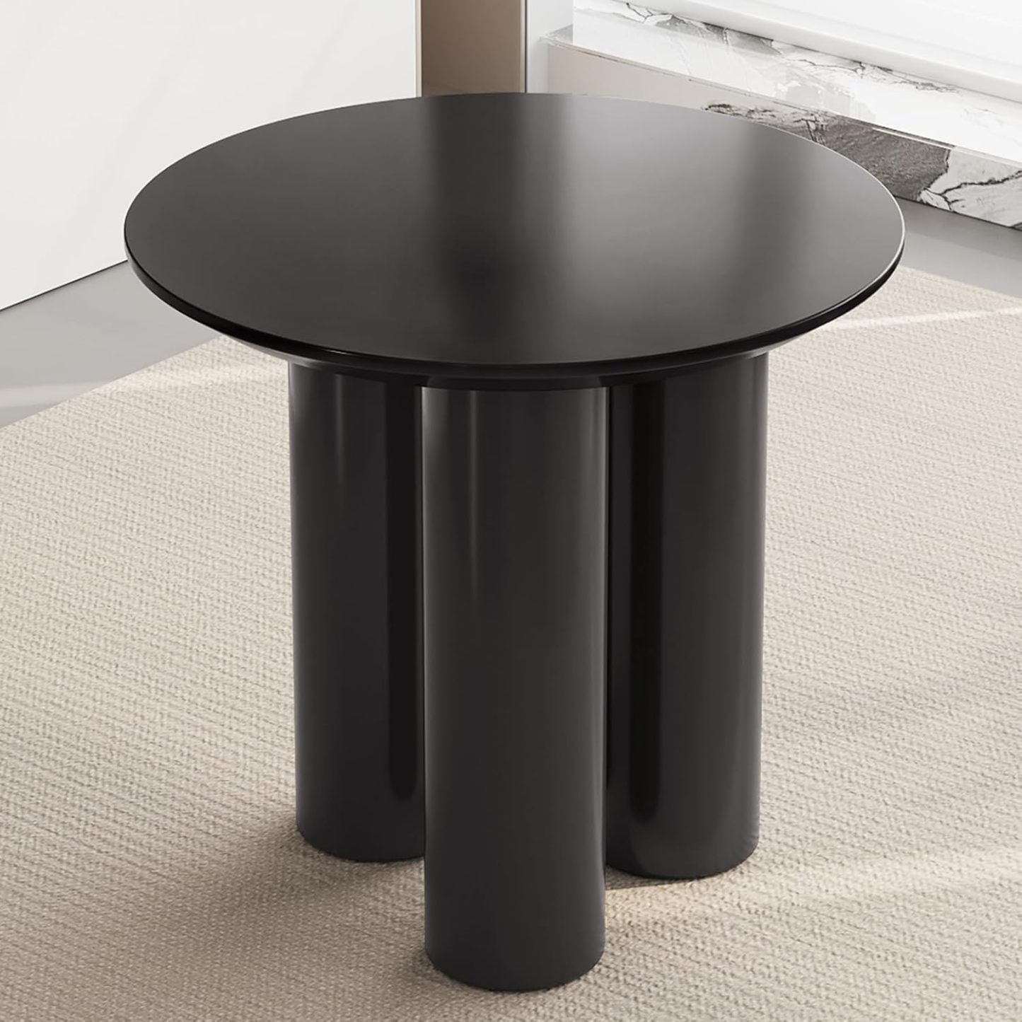 Black Round Kitchen Table for 2, 31.5" Small Modern Dining Room Table wtih 3 Sturdy Legs, 2 Seat Round Dining Table
