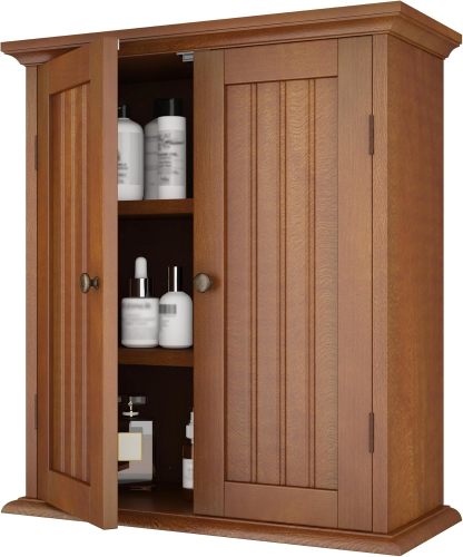 Bathroom Wall Cabinet, Over The Toilet Space Saver Storage Cabinet, Medicine Cabinet with 2 Door and Adjustable Shelves