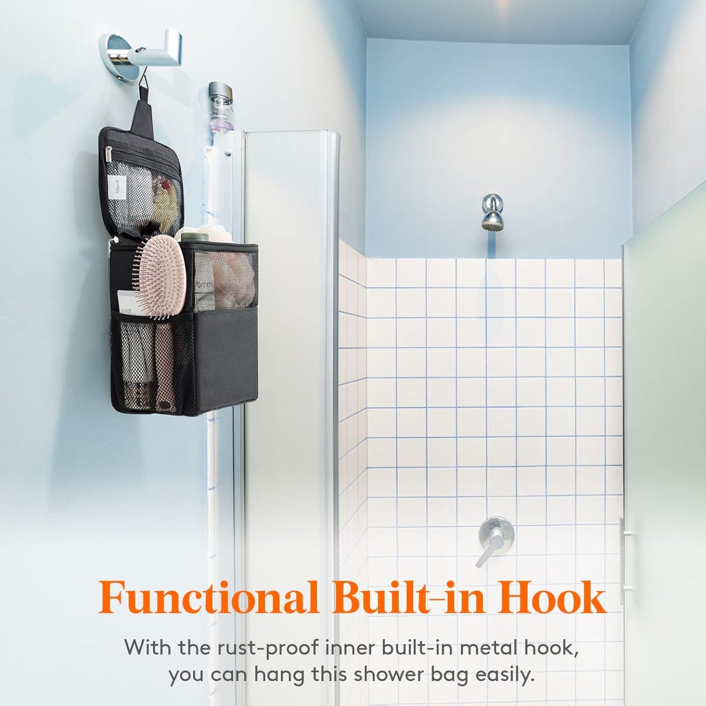 Shower Bag Mesh Shower Caddy Portable College Dorm Room Essentials Tote Bag for Bathroom