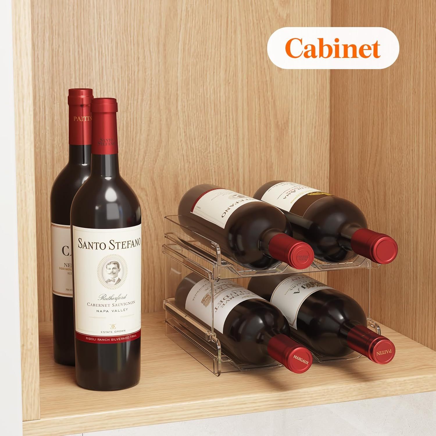 Plastic Stackable Wine Rack for Refrigerator, Cabinet, Countertop,Wine Bottle Holder