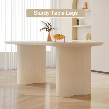54.52" Dining Room Table with 4 Chairs for 2,4, Modern Cream Style Kitchen Table Set for Dining Room