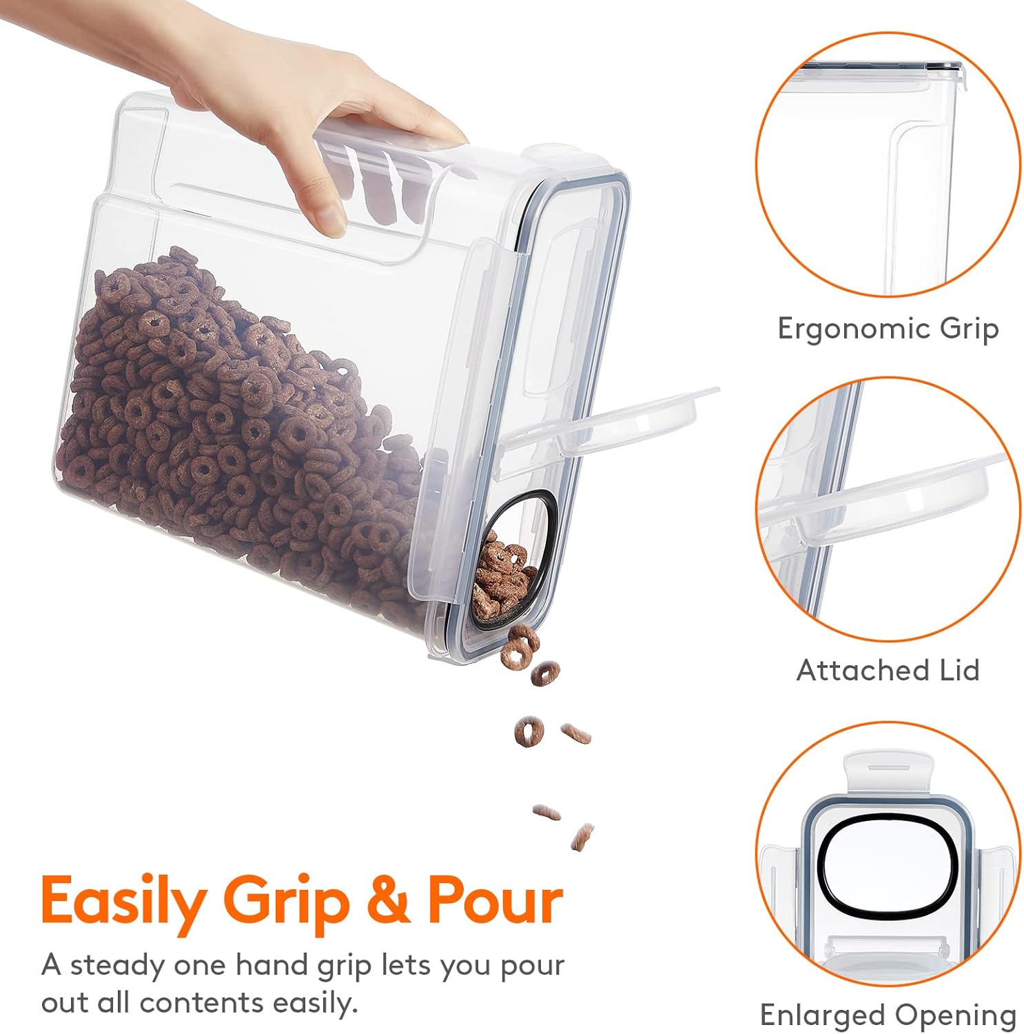 4L(135oz) Cereal Containers Storage with Flip-Top Lids, 4pcs Airtight Food Storage Canister Sets with Label Stickers for Kitchen Pantry Counter Organization