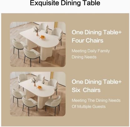 54.52" Dining Room Table with 4 Chairs for 2,4, Modern Cream Style Kitchen Table Set for Dining Room