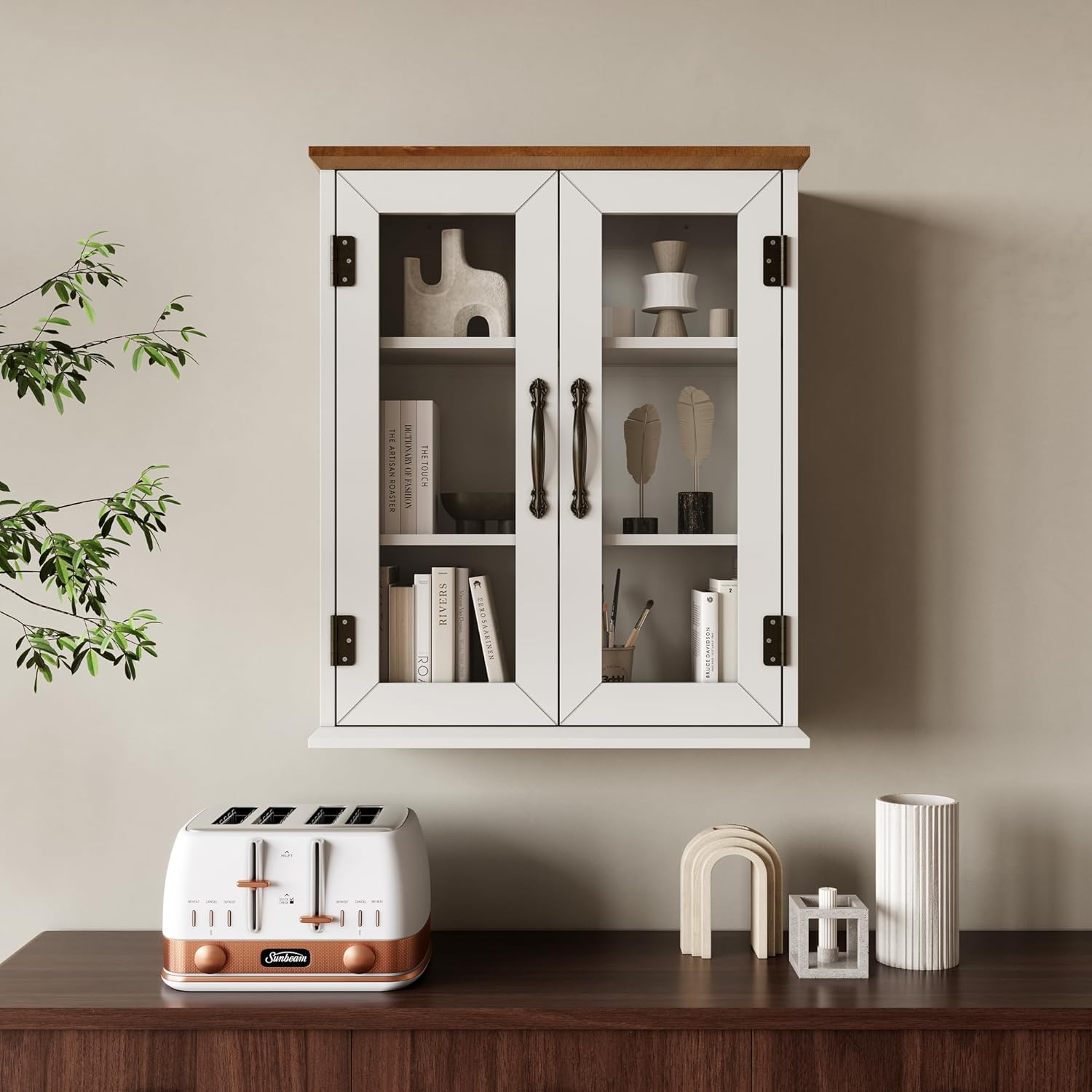 Wood Medicine Cabinet with Acrylic Doors, Bathroom Wall Cabinet with Adjustable Shelves Over The Toilet