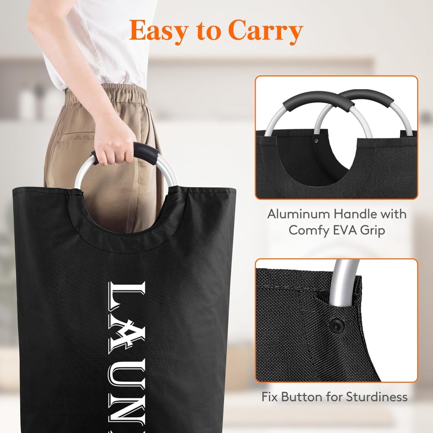 100L 2-Pack Large Laundry Basket, Collapsible Laundry Hamper with Aluminum Handles, Waterproof Freestanding Dirty Clothes Hampers