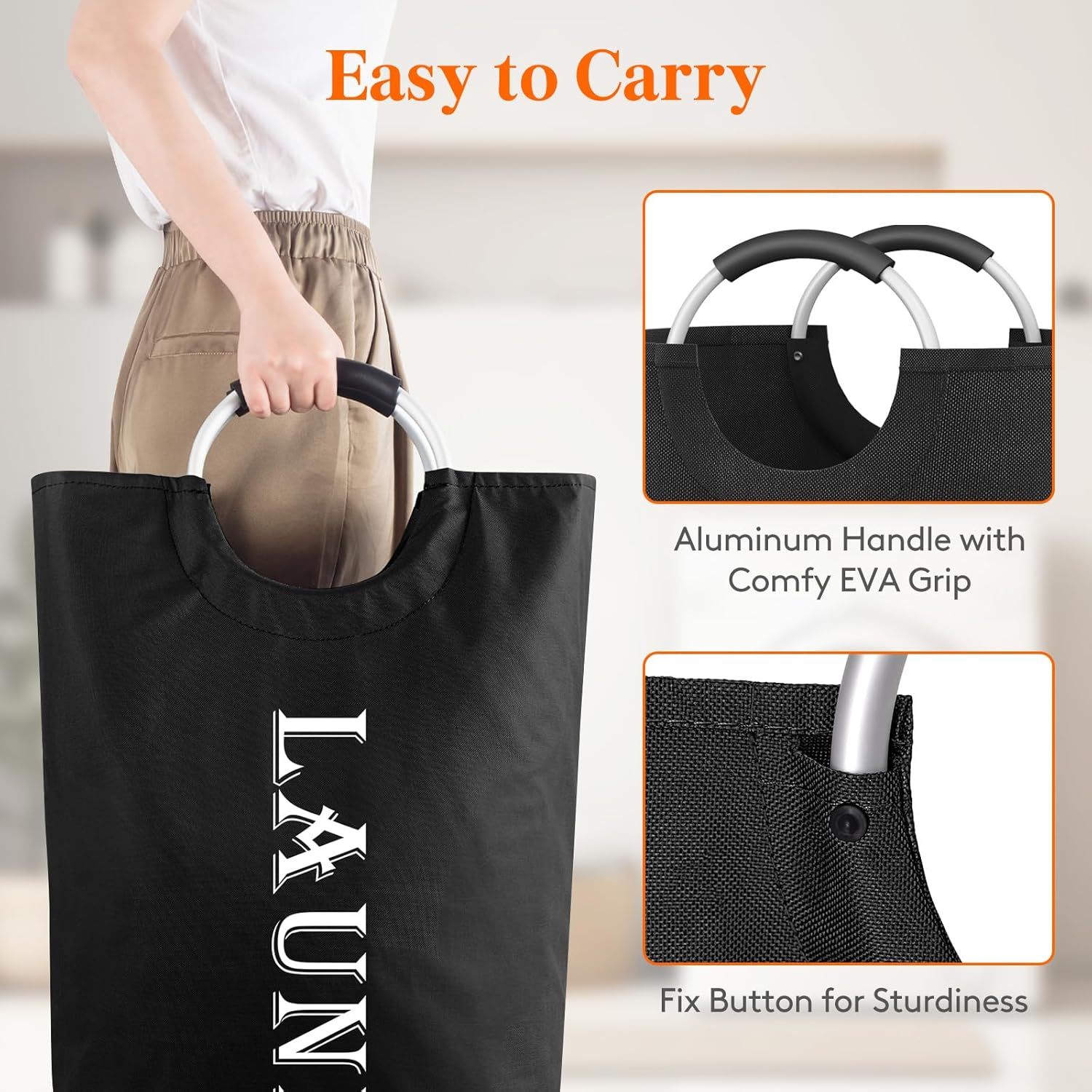 100L 2-Pack Large Laundry Basket, Collapsible Laundry Hamper with Aluminum Handles, Waterproof Freestanding Dirty Clothes Hampers