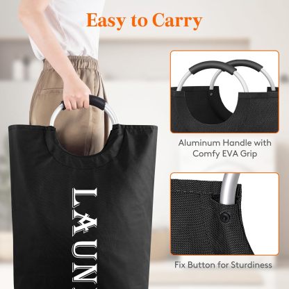 100L 2-Pack Large Laundry Basket, Collapsible Laundry Hamper with Aluminum Handles, Waterproof Freestanding Dirty Clothes Hampers