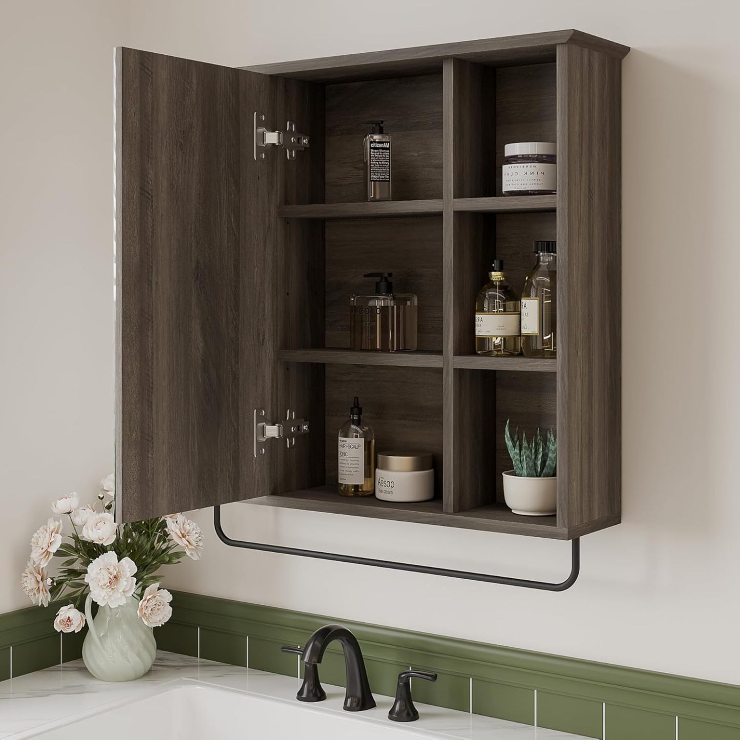 Medicine Cabinet with Mirror, Wall Mounted Bathroom Storage Cabinet with Mirror Door