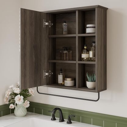 Medicine Cabinet with Mirror, Wall Mounted Bathroom Storage Cabinet with Mirror Door