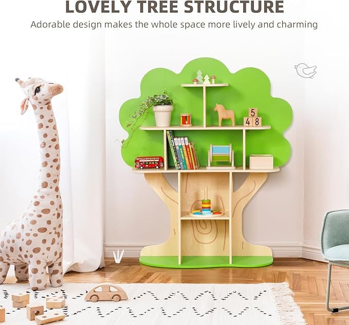 Tree Bookshelf for Kids Reading Nook, Montessori Book Shelf for Classroom, Kids Room