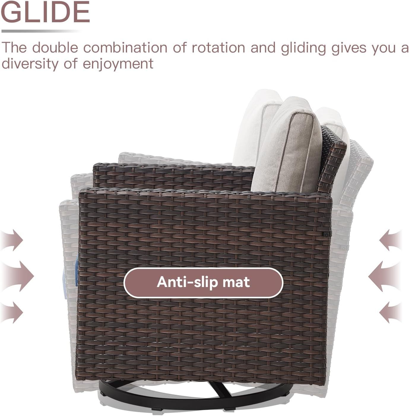 11 Pieces Outdoor Furniture Set,Outdoor Half-Moon Sectional Couches Swivel Patio Chairs with Ottomans Coffee Table,All Weather PE Wicker Patio Conversation Sets