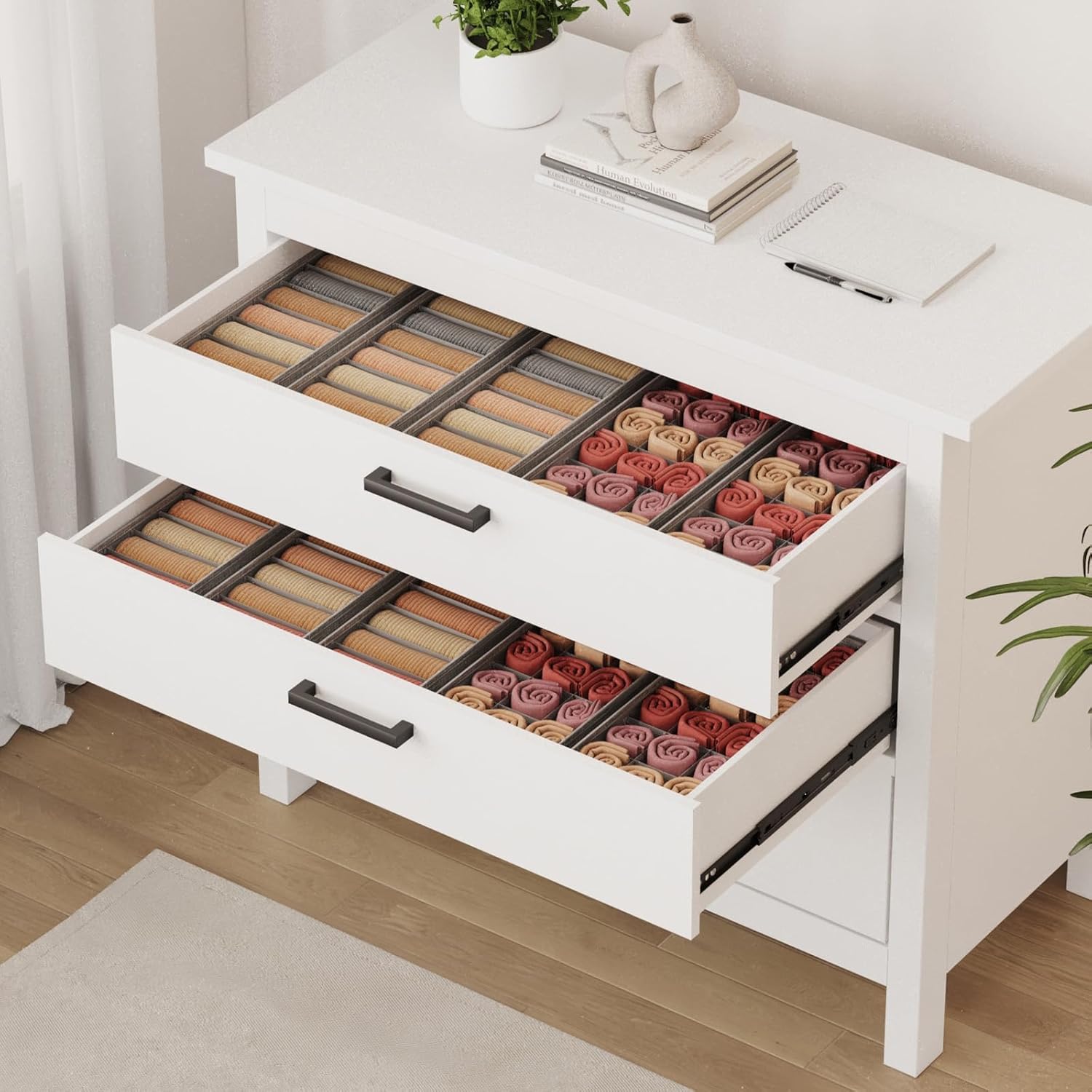 10 Pack Drawer Organizer for Clothing, Dresser Organizer Wardrobe Storage Boxes