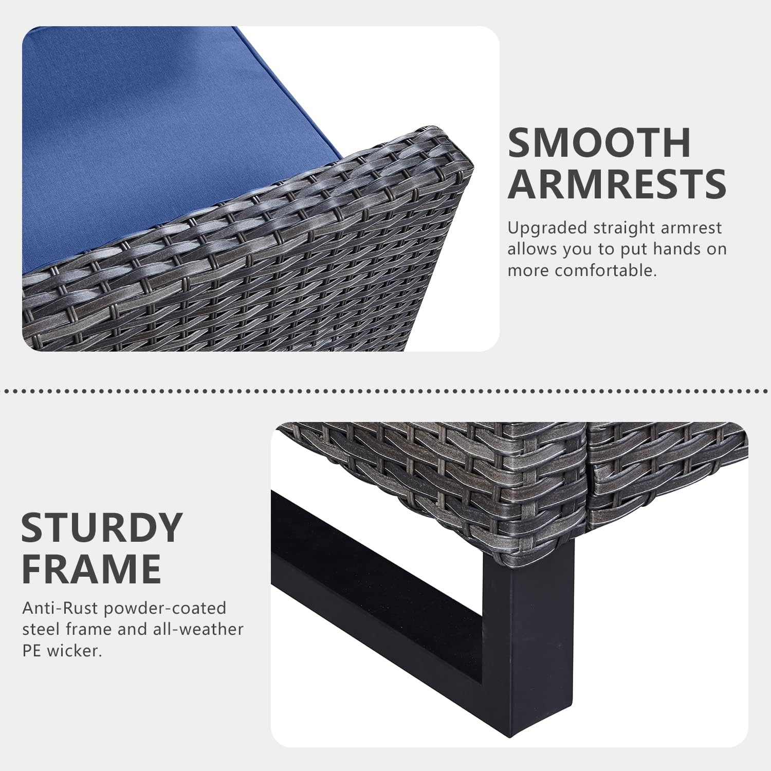 7 Piece Patio Furniture Set with Fire Pit 41in 55,000 BTU,Wicker Outdoor Conversation Sets - Patio Swivel Chairs Sofa Ottomans,Side Table for Porch,Garden,Backyard