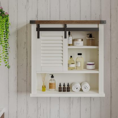 Bathroom Wall Cabinet, Medicine Cabinets for Bathroom with Sliding Barn Door, Decorative Farmhouse Wall Cabinet