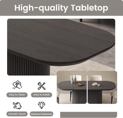 63" Oval Dining Table for 2-6 Person, Modern Black Kitchen Table, Luxury Rectangular Dinner Table