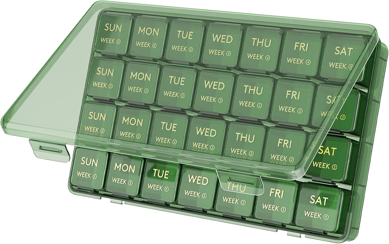 Monthly Pill Organizer, 28 Day Pill Box, 4 Weeks One Month Pill Cases, Large Compartments Medicine Organizer