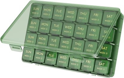 Monthly Pill Organizer, 28 Day Pill Box, 4 Weeks One Month Pill Cases, Large Compartments Medicine Organizer